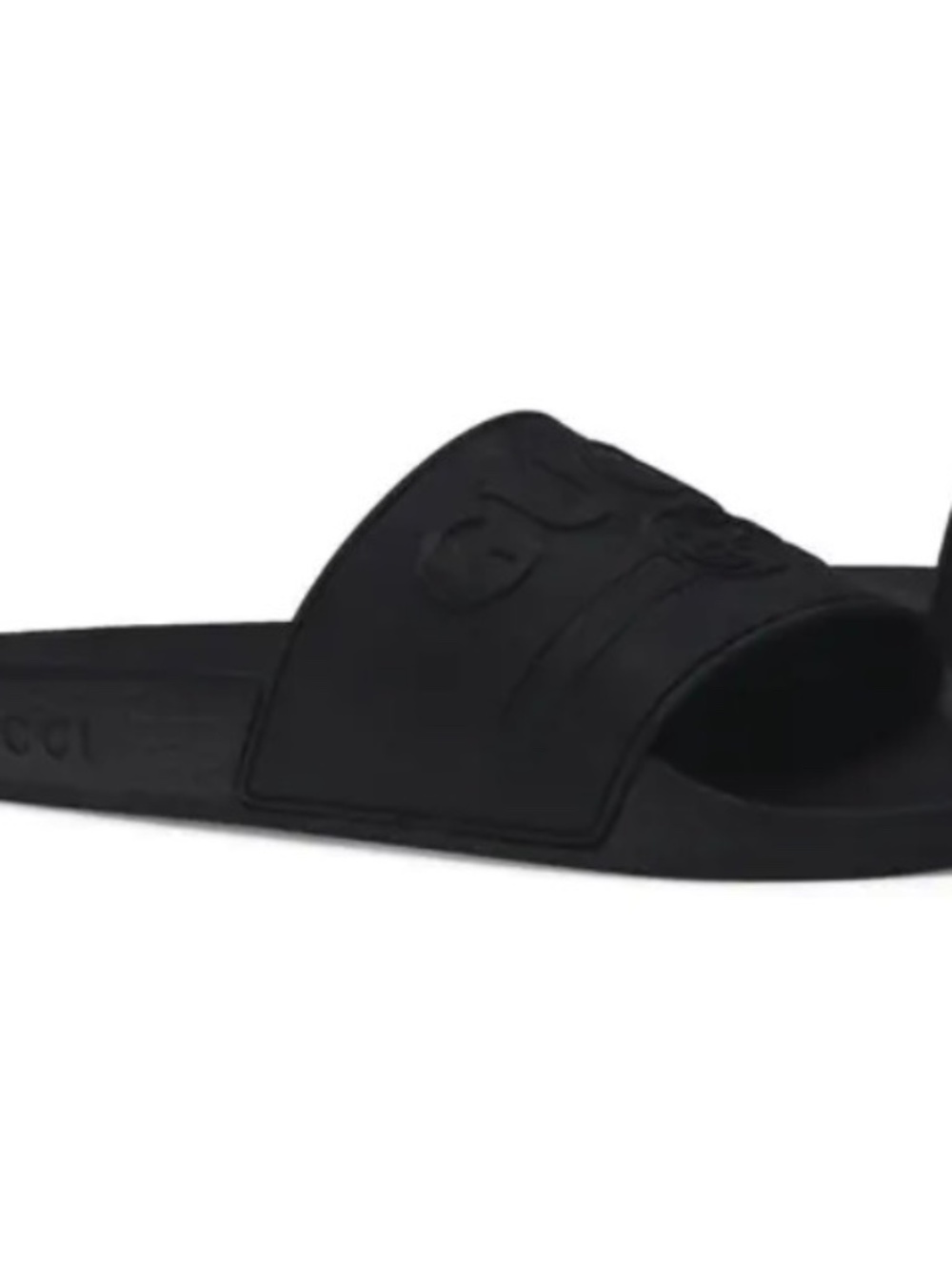 Black leather Gucci slide